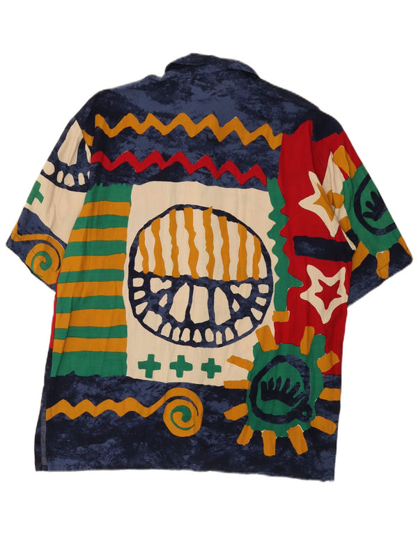 Blusa feminina vintage de manga curta UK 14 média multicolorida