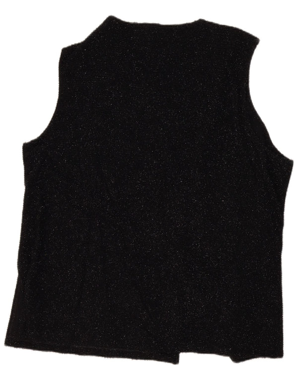 Suéter cardigã feminino sem mangas Primavera Firenze IT 53 2XL preto