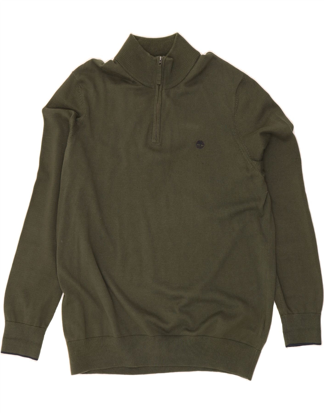 TIMBERLAND Mens Zip Neck Jumper Sweater XL Green Cotton Vintage Timberland and Second-Hand Timberland from Messina Hembry 