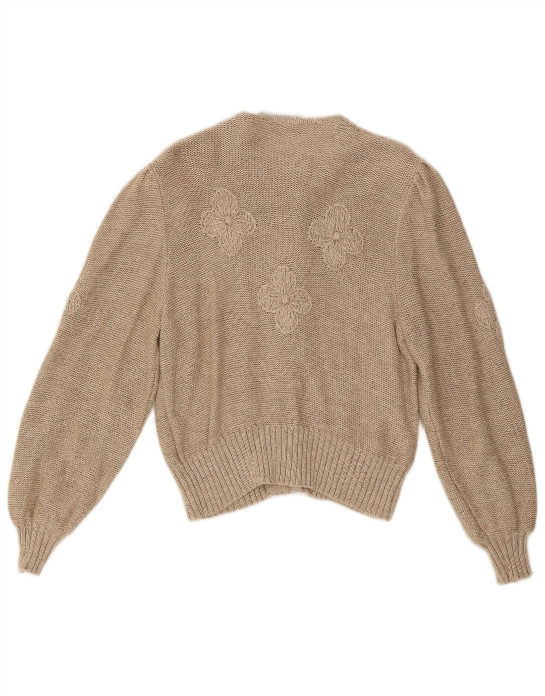 Suéter cardigã feminino Stapf UK 12 médio bege floral