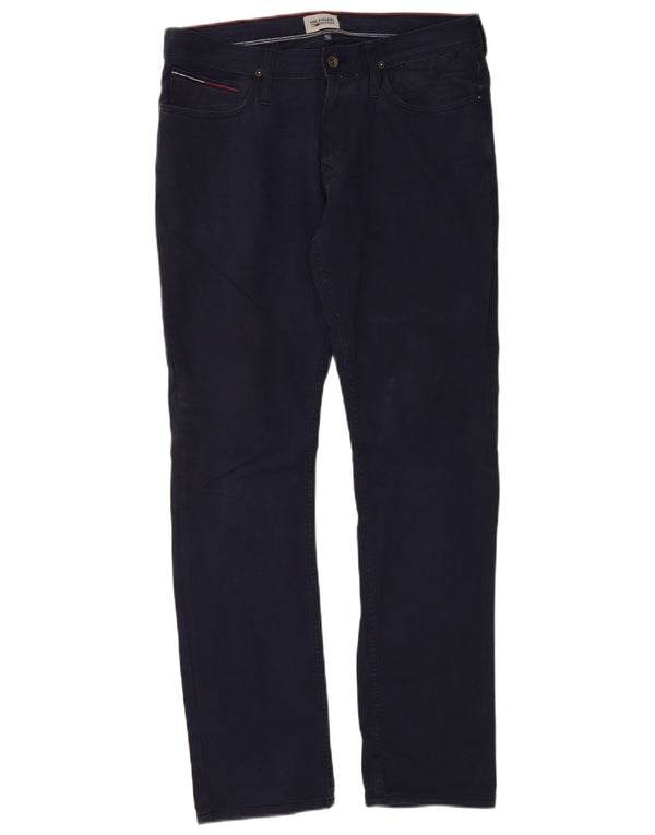 Tommy Hilfiger Masculino Slim Jeans W34 L32 Azul Marinho Algodão