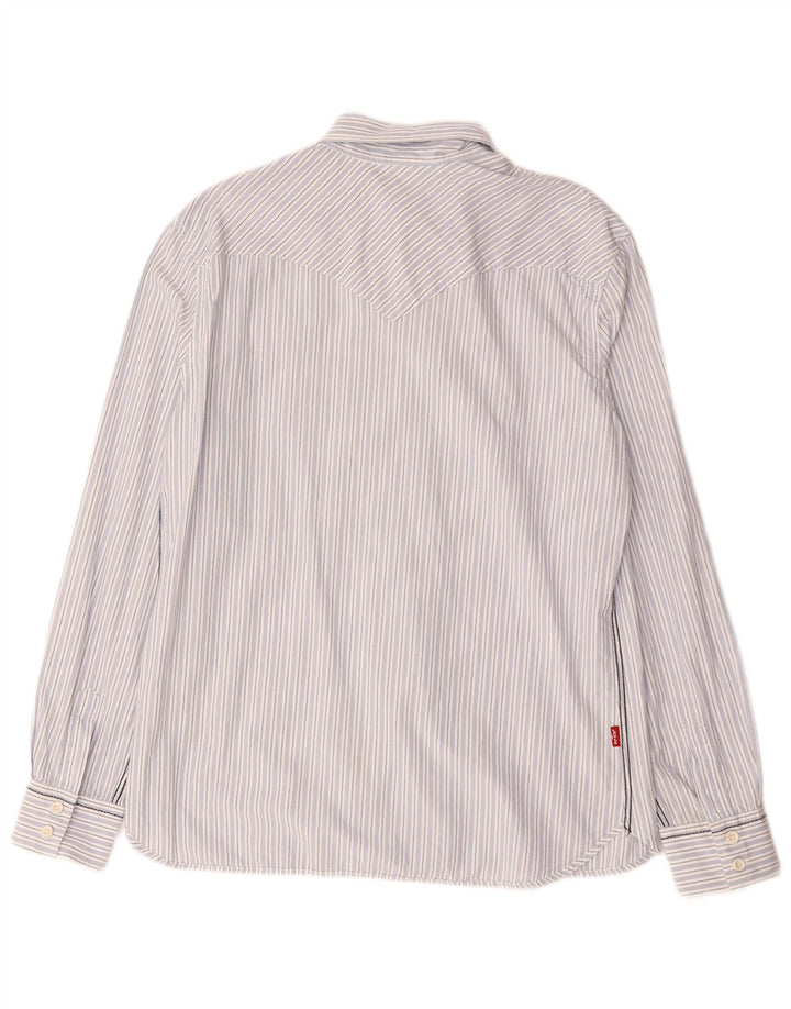 Camisa masculina Levi's de algodão listrado azul médio