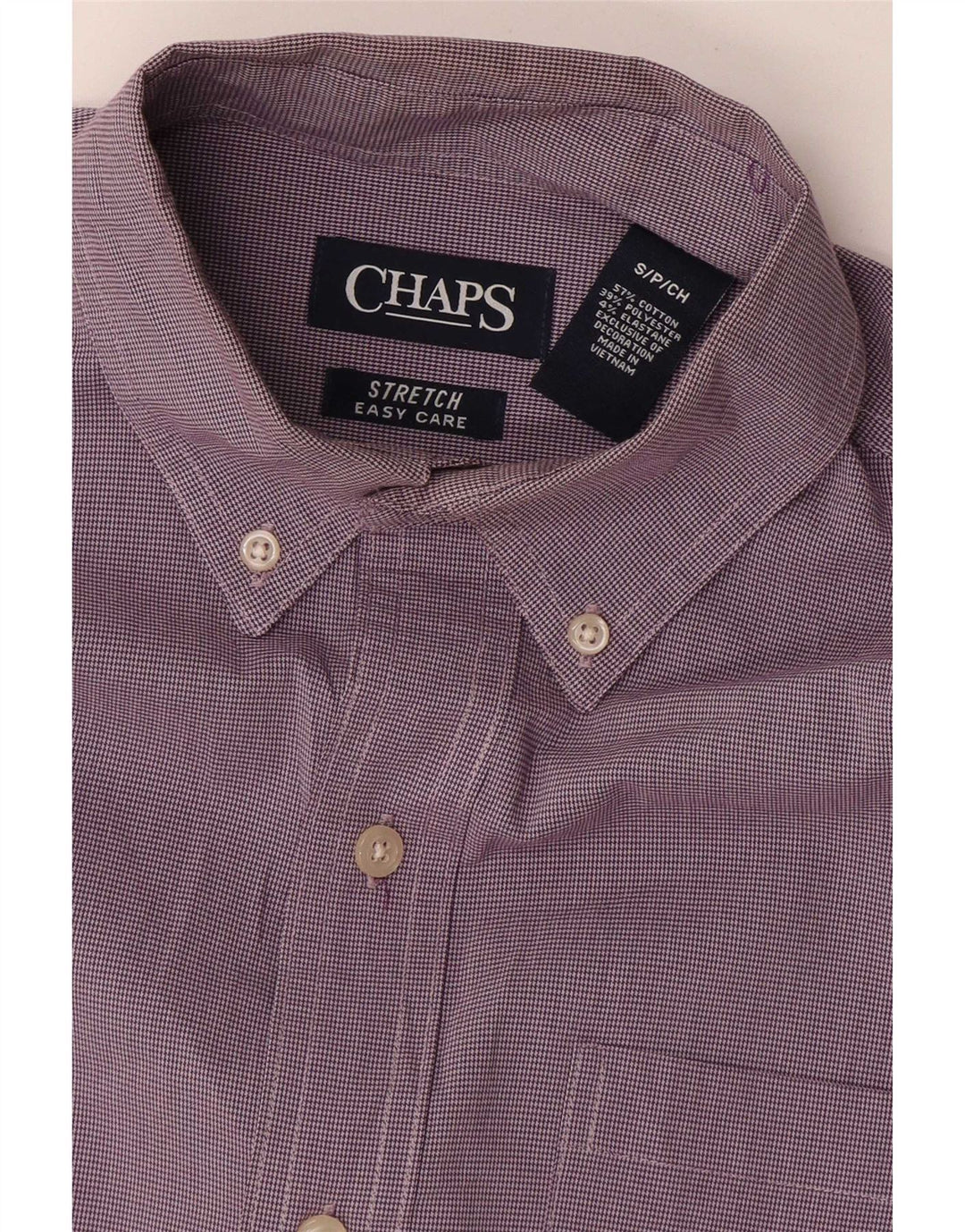 Camisa masculina grande Chaps Reino Unido 10 pequeno roxo houndstooth algodão