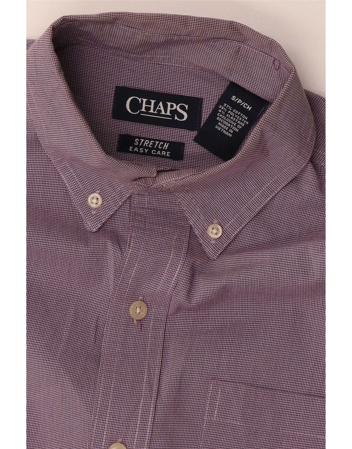 Camisa masculina grande Chaps Reino Unido 10 pequeno roxo houndstooth algodão
