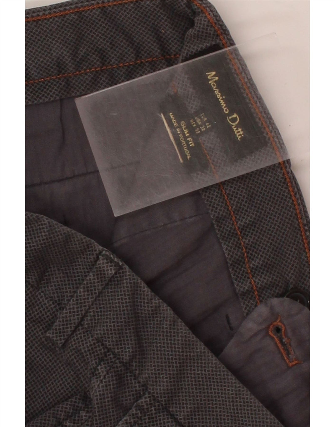 MASSIMO DUTTI Mens Slim Fit Chino Trousers W32 L27 Grey Geometric Vintage Massimo Dutti and Second-Hand Massimo Dutti from Messina Hembry 