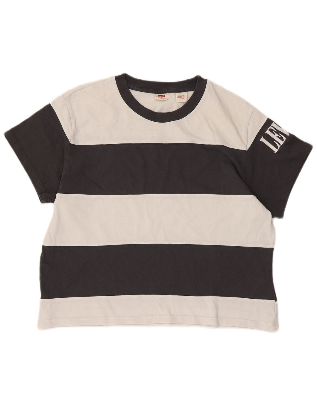 Camiseta feminina Levi's Crop Oversized Graphic UK 6 XS preta listrada