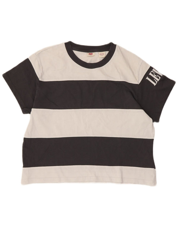 Camiseta feminina Levi's Crop Oversized Graphic UK 6 XS preta listrada