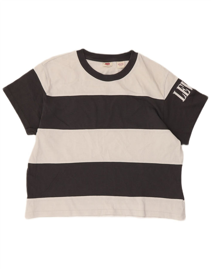 Camiseta feminina Levi's Crop Oversized Graphic UK 6 XS preta listrada