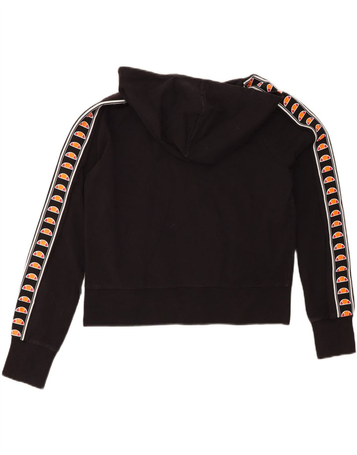 Ellesse Suéter feminino com capuz e zíper gráfico Reino Unido 14 grande algodão preto