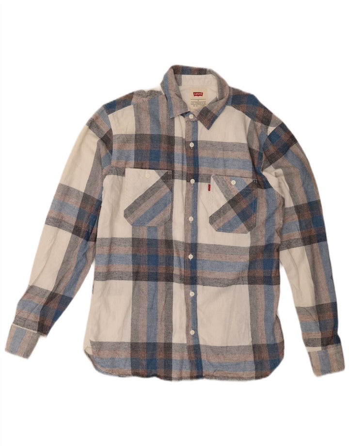 Camisa masculina de flanela LEVI'S pequena de algodão xadrez multicolorido