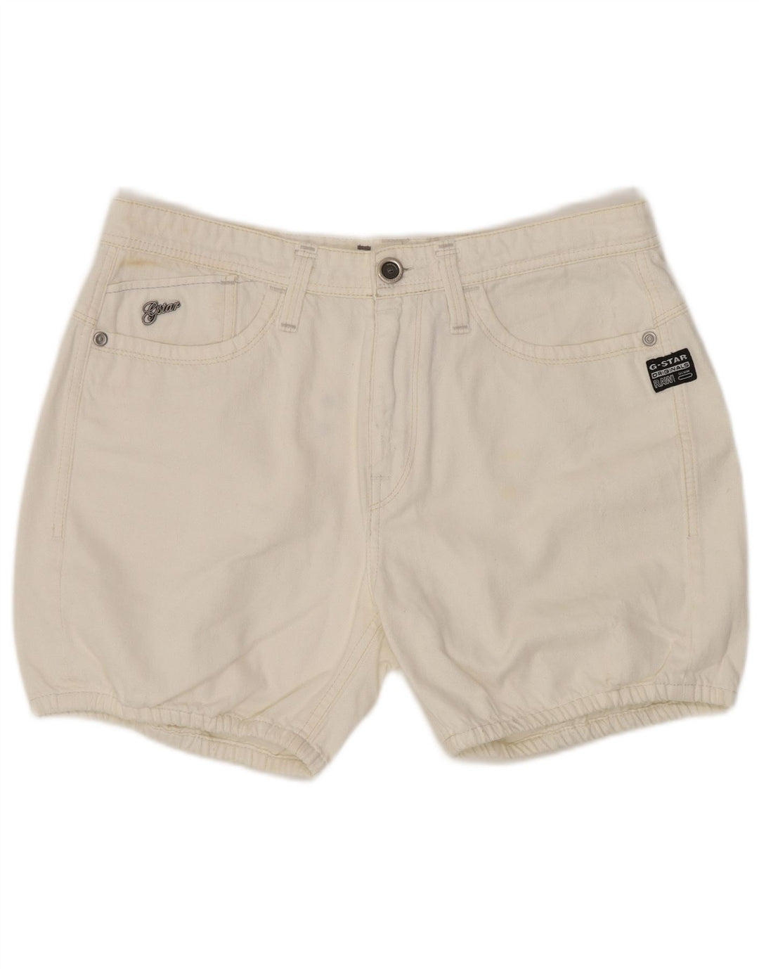 Shorts jeans feminino G-Star W27 pequeno algodão branco