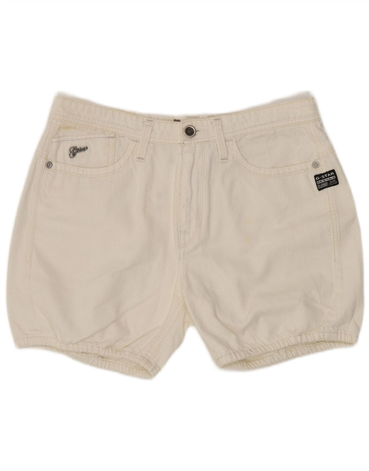 Shorts jeans feminino G-Star W27 pequeno algodão branco