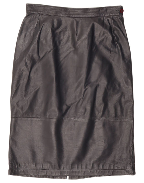 Saia de couro feminina vintage IT 46 grande W32 azul marinho