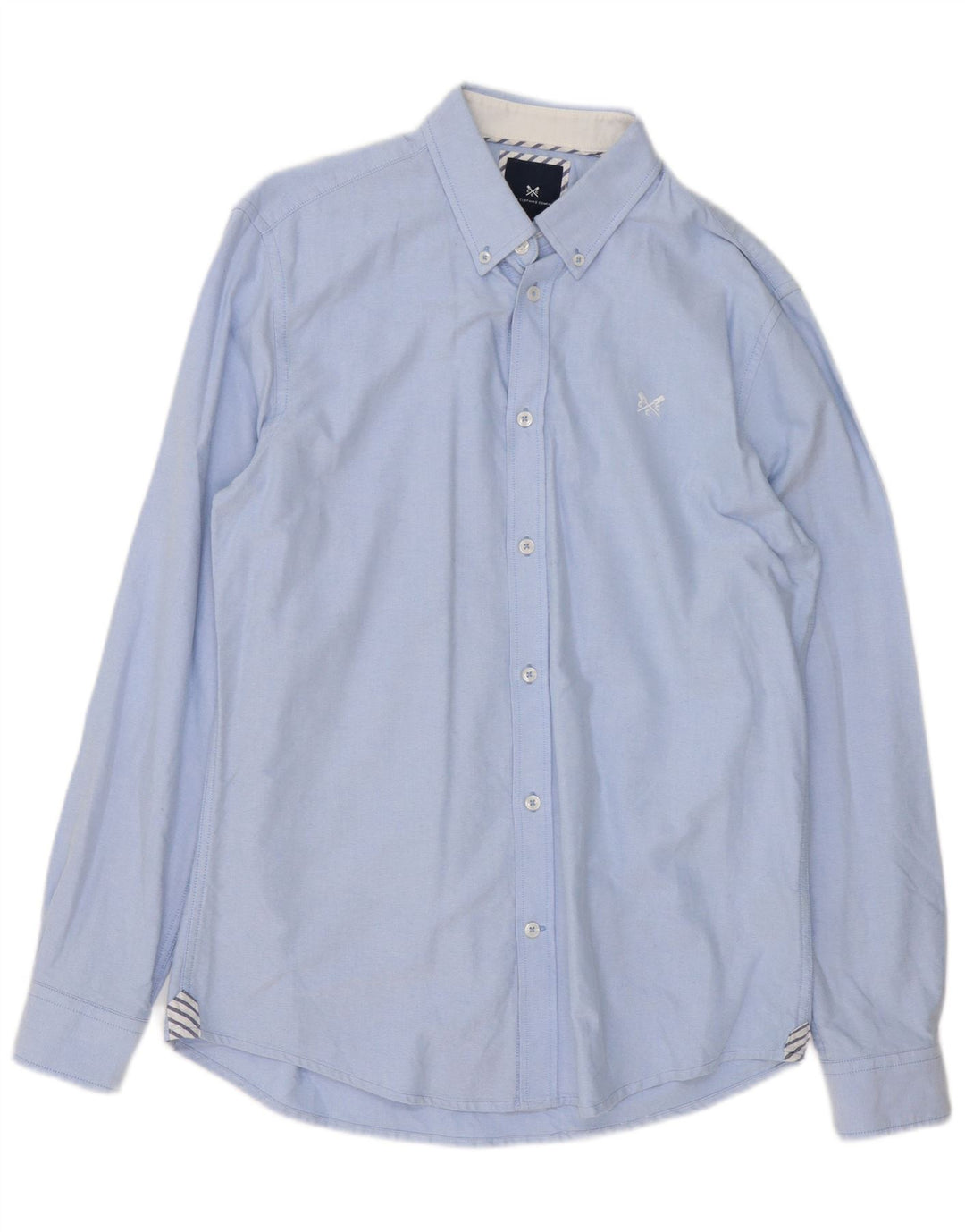 CREW CLOTHING Camisa masculina slim fit de algodão azul médio