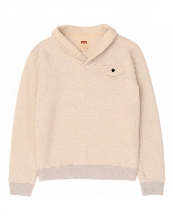 Suéter masculino Levi's com gola xale e algodão manchado cinza médio