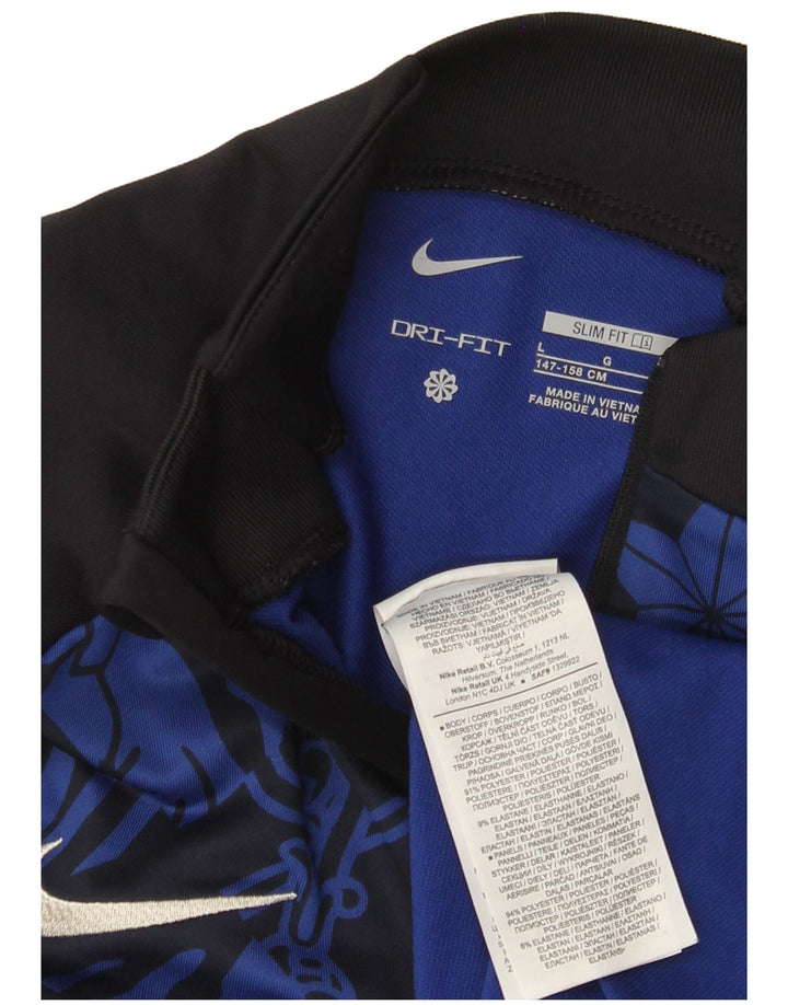 Top gráfico Nike Boys com zíper e manga comprida 12-13 anos grande preto