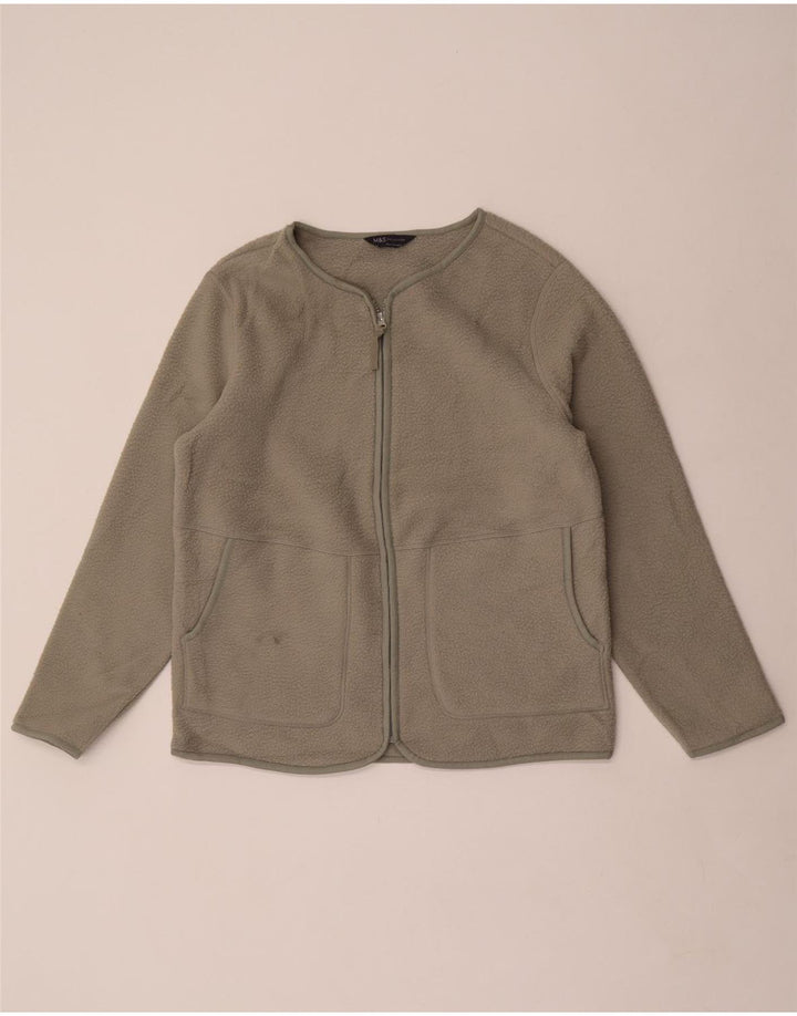 Jaqueta de lã feminina Marks & Spencer UK 14 poliéster cáqui médio
