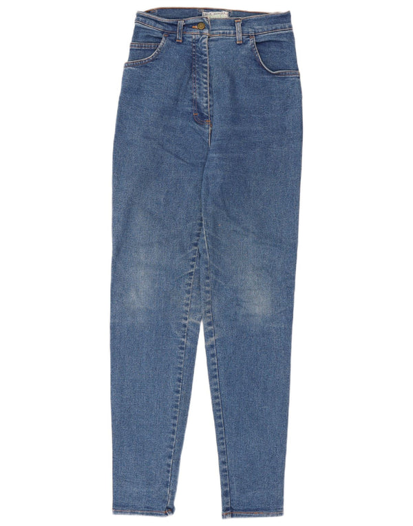 Jeans skinny de cintura alta feminino vintage W26 L30 algodão azul
