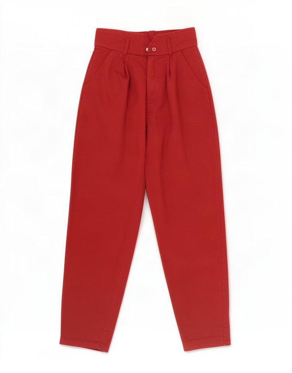 Calça casual feminina vintage cintura alta cônica pequena W26 L25 Borgonha