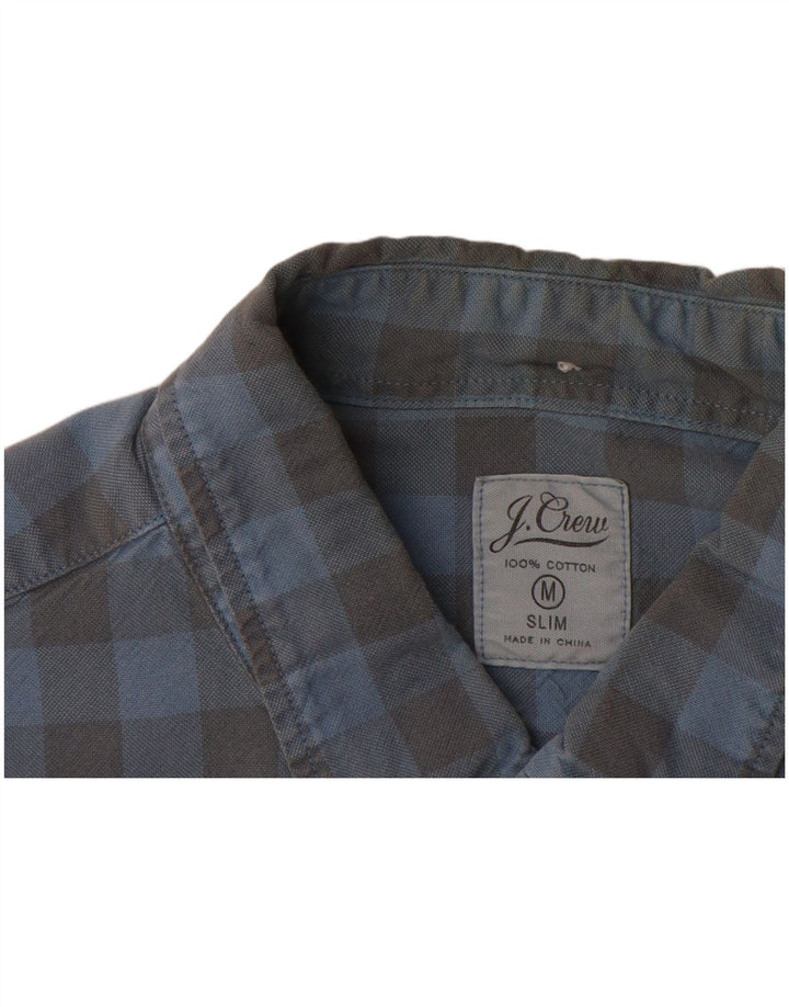 J. CREW Camisa masculina slim de algodão guingão azul médio