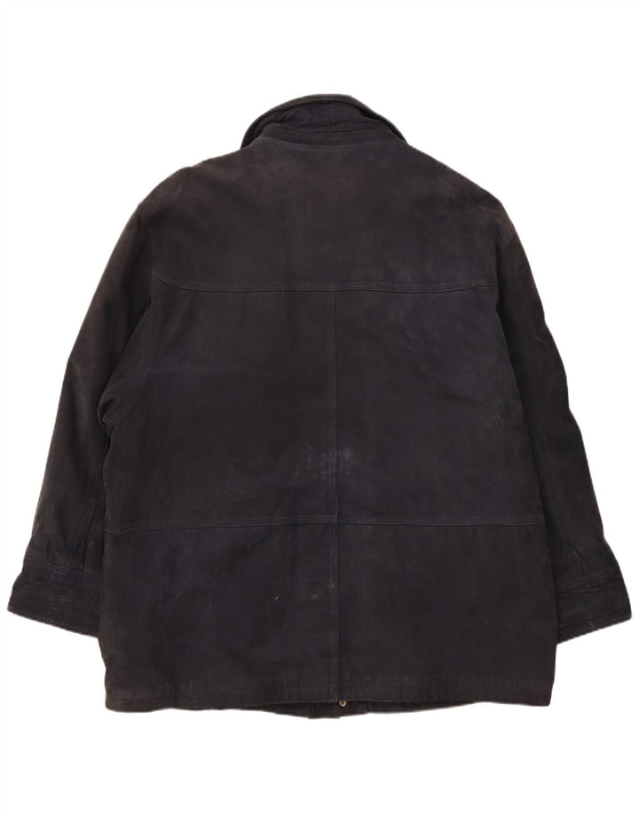 Jaqueta masculina de camurça James Dillon UK 42 XL couro azul marinho