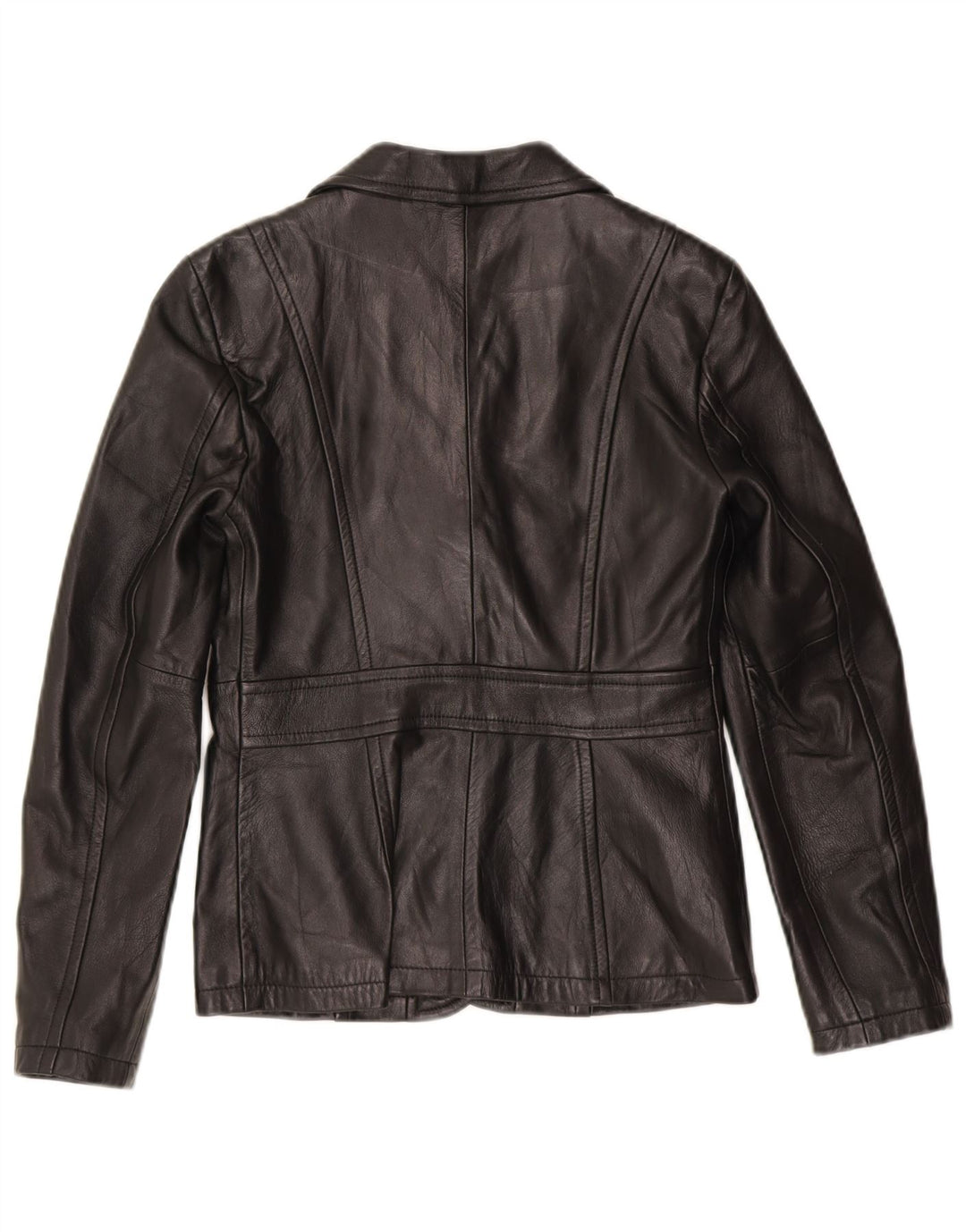 Jaqueta blazer feminina de couro com 3 botões Benetton IT 42 couro preto médio