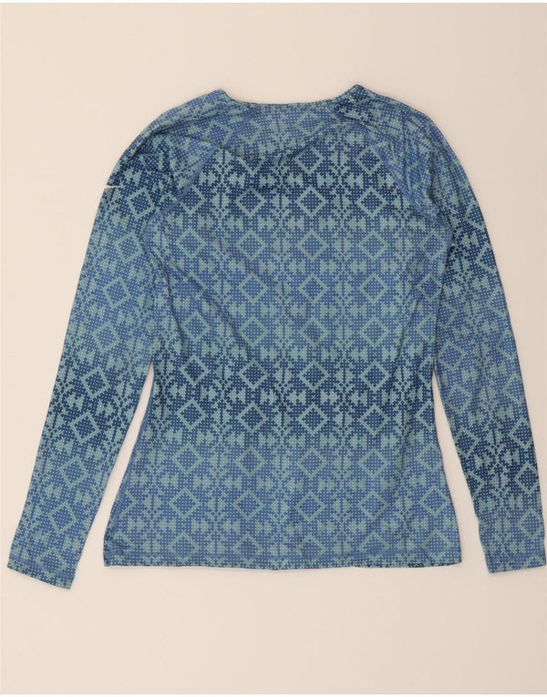 Top feminino Nike de manga comprida UK 14 grande poliéster geométrico azul