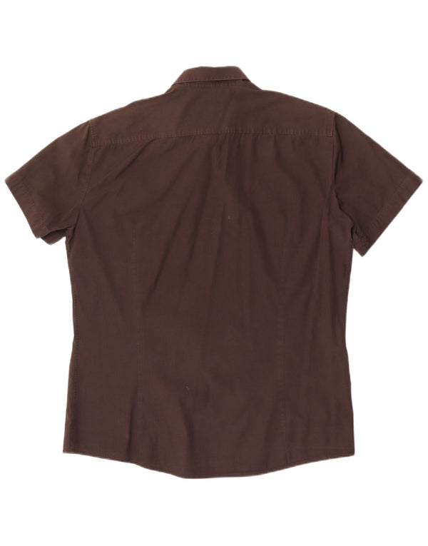Hugo Boss Camisa masculina de manga curta Slim Fit XL algodão marrom