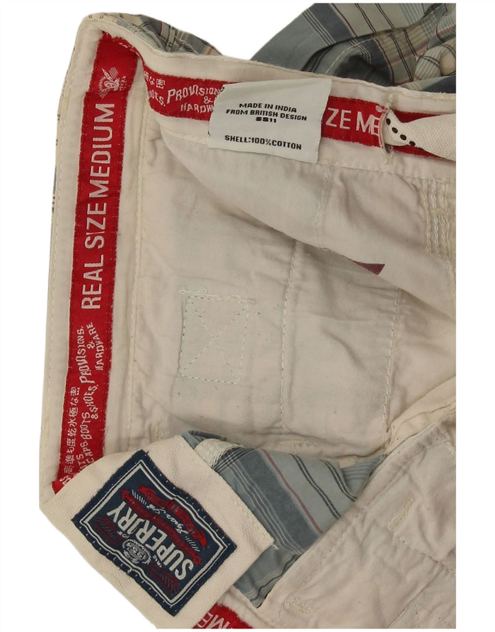 Hot Pants Feminino Superdry Médio W30 Algodão Xadrez Azul