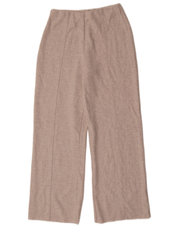 Zara Calça feminina de malha larga com perna pequena W28 L30 cinza poliéster