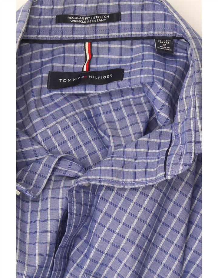 Camisa masculina Tommy Hilfiger Regular Fit tamanho 15/15 1/2 xadrez azul médio