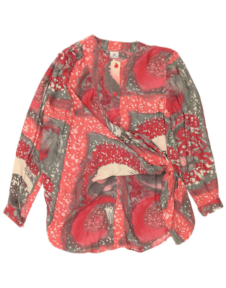 Blusa feminina vintage com estampa abstrata de manga comprida UK 20 2XL vermelha
