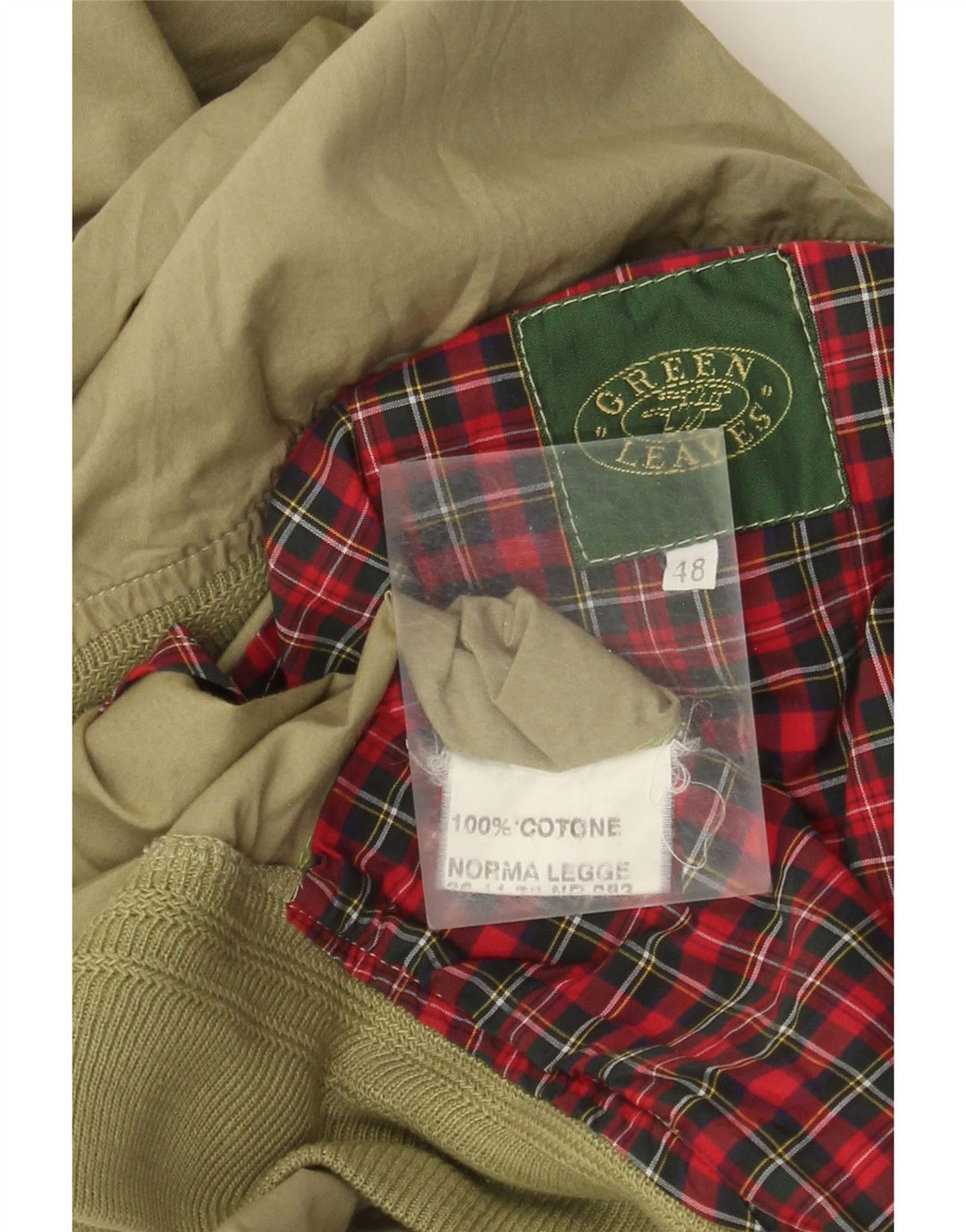 Jaqueta bomber masculina com folhas verdes IT 48 algodão cáqui médio