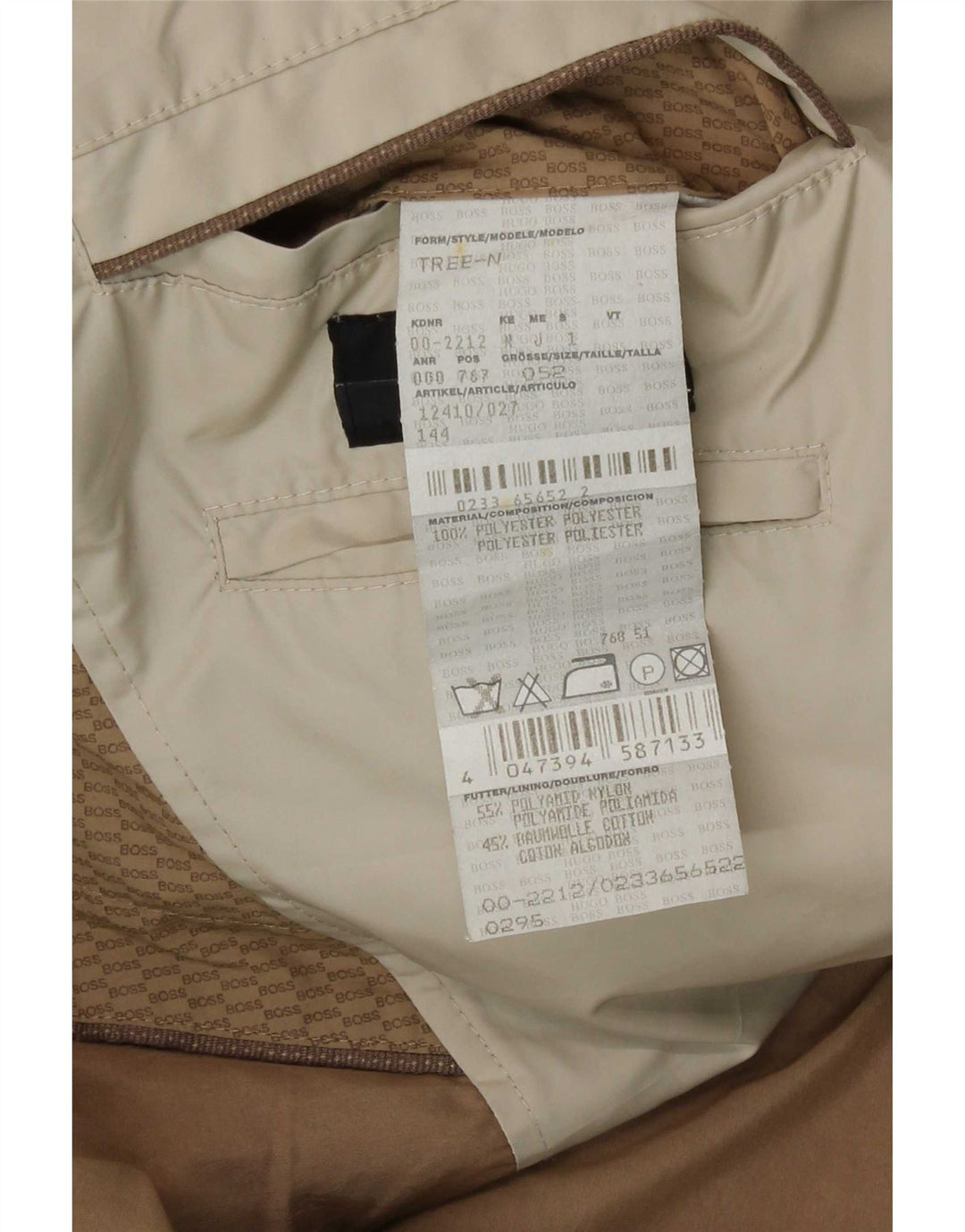 Hugo Boss Mens Trench Coat EU 52 XL Bege Poliamida
