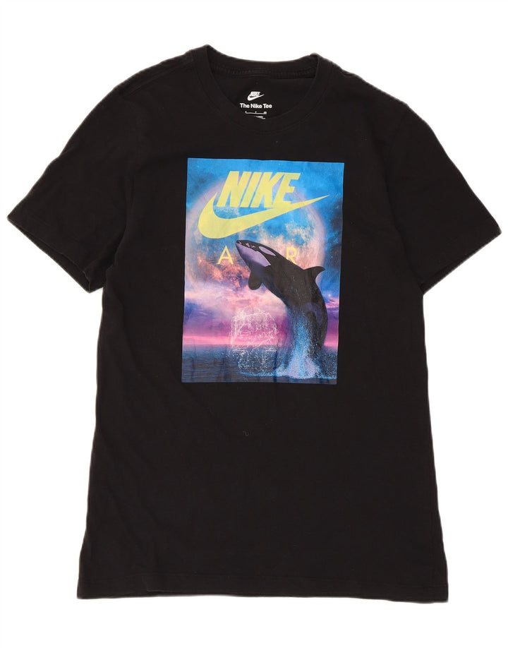 Camiseta Nike masculina gráfica top pequeno algodão preto