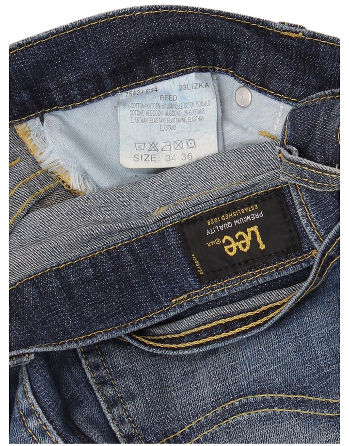 LEE Masculino REED Straight Jeans W34 L31 Azul Marinho Algodão