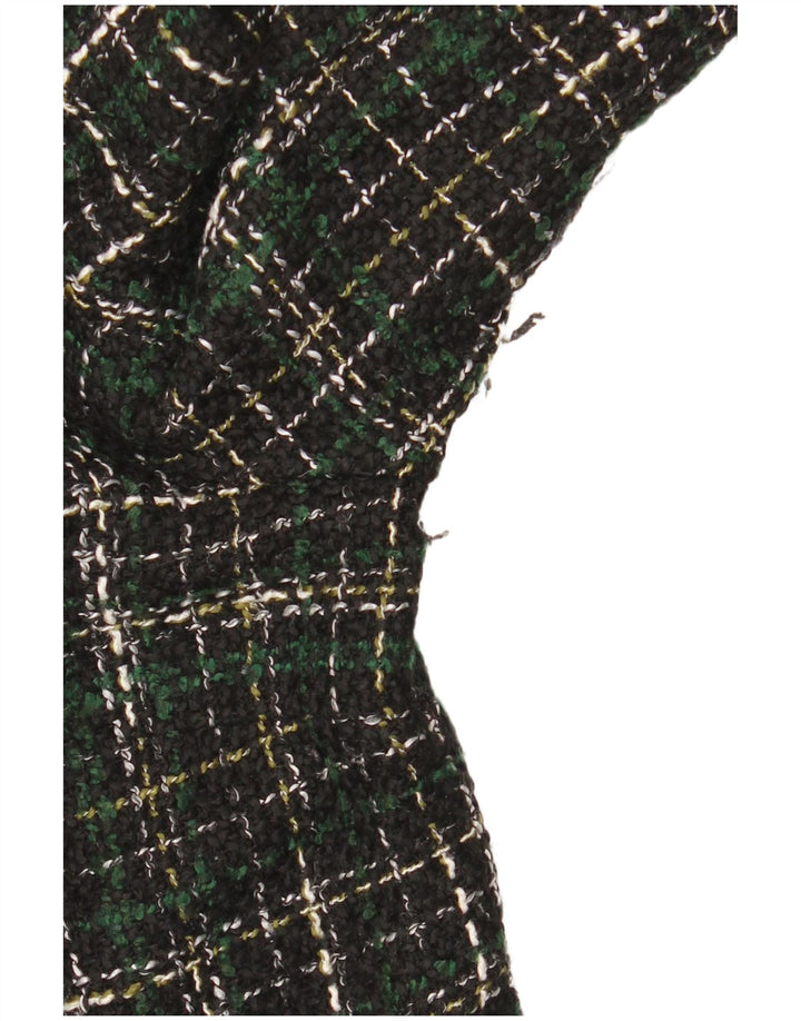 Vestido feminino de manga comprida Zara Reino Unido 14 acrílico xadrez verde médio