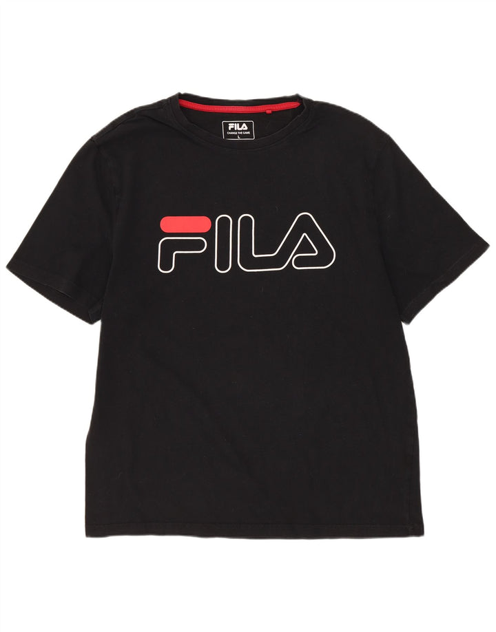 Camiseta masculina gráfica FILA Top grande preto