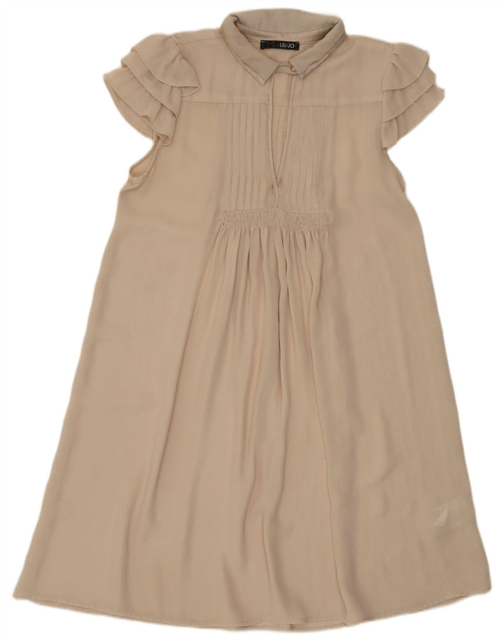 Liu Jo vestido feminino transparente evasê IT 44 poliéster bege médio