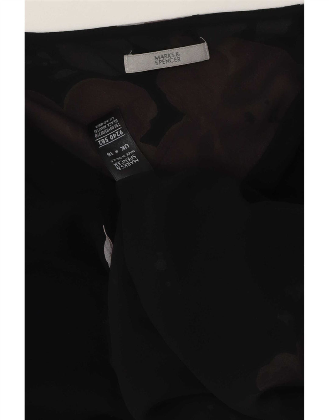Blusa feminina Marks & Spencer UK 16 grande poliéster floral preto