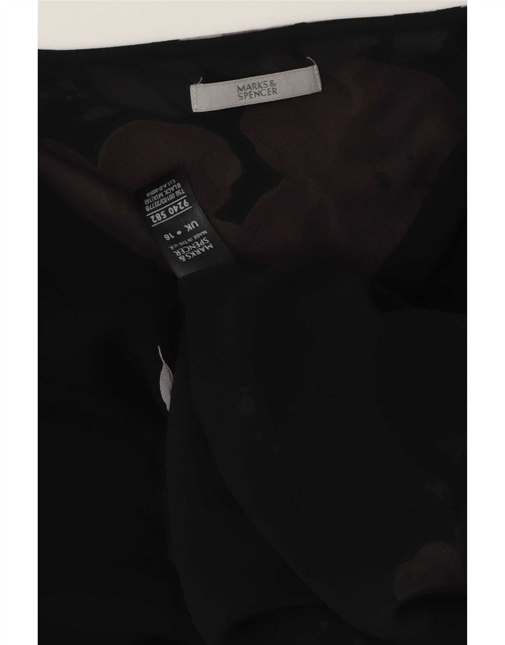 Blusa feminina Marks & Spencer UK 16 grande poliéster floral preto