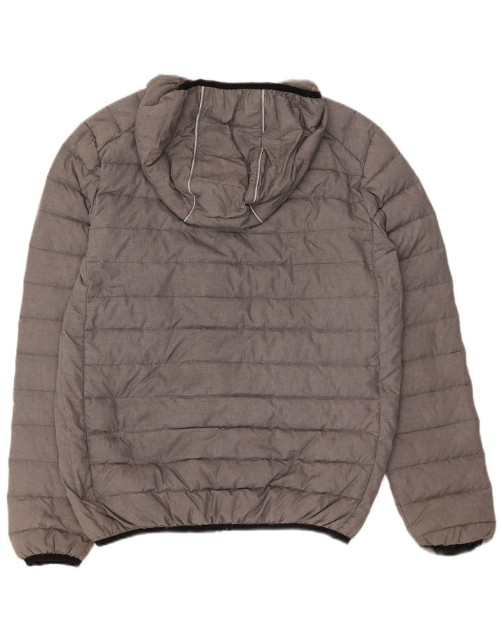 ELLESSE Mens Hooded Padded Jacket UK 36 Small Grey Polyester