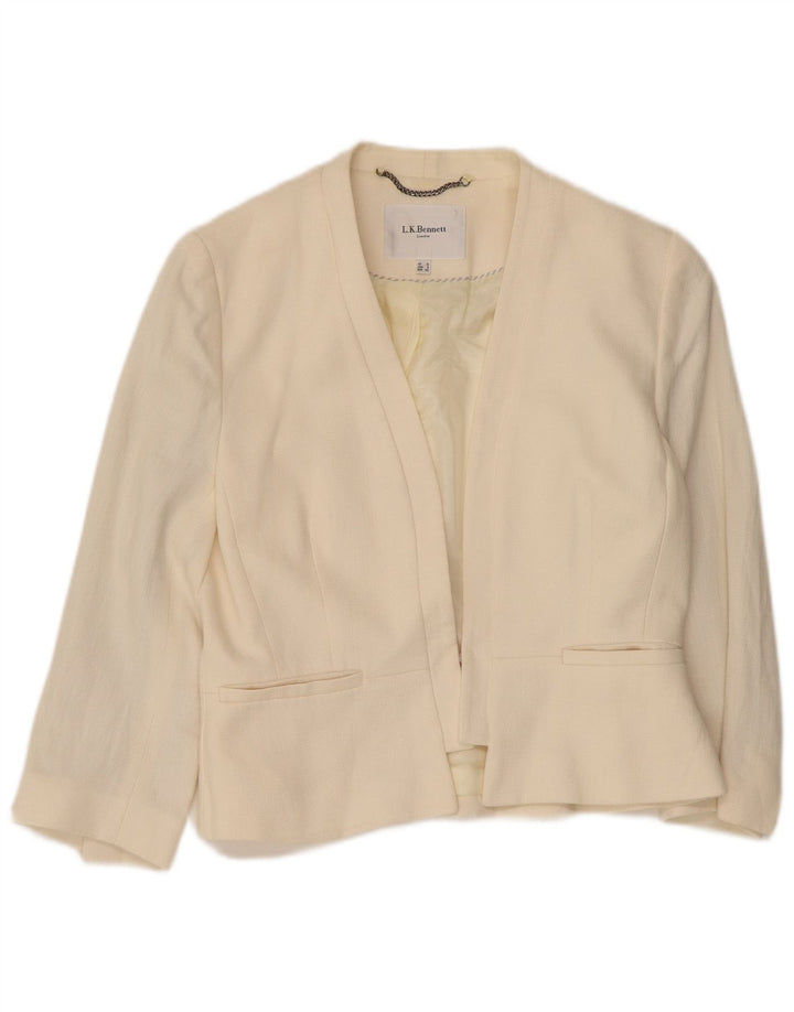 L.K. Jaqueta blazer feminina Bennett manga 3/4 Reino Unido 12 linho bege médio