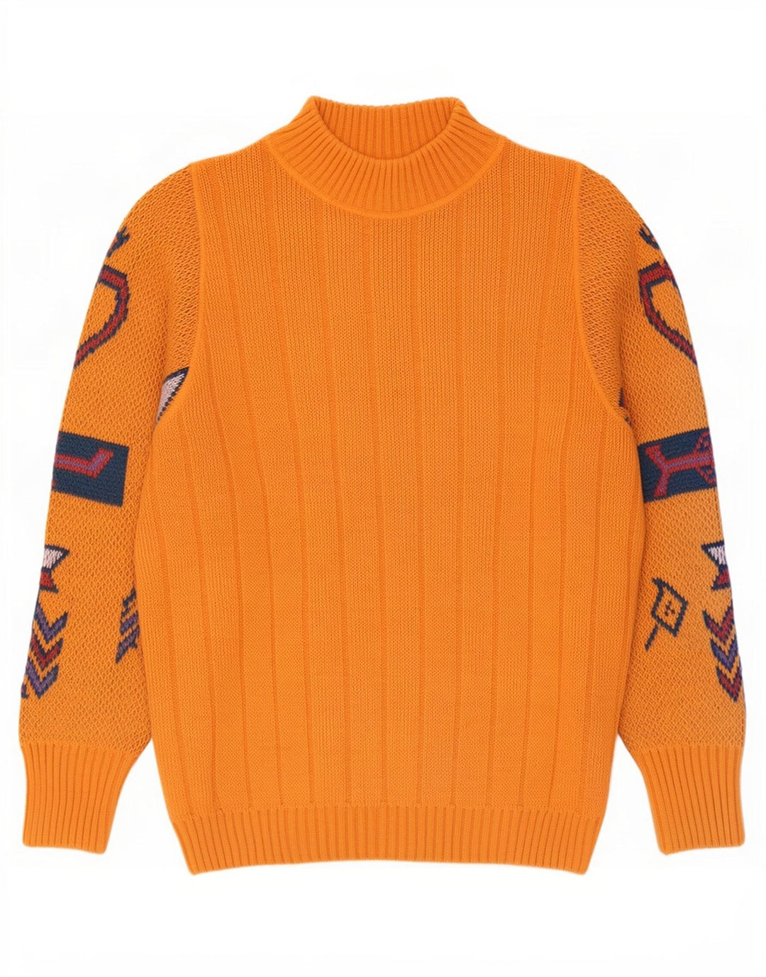Suéter masculino REDS com gola tartaruga e lã geométrica média laranja