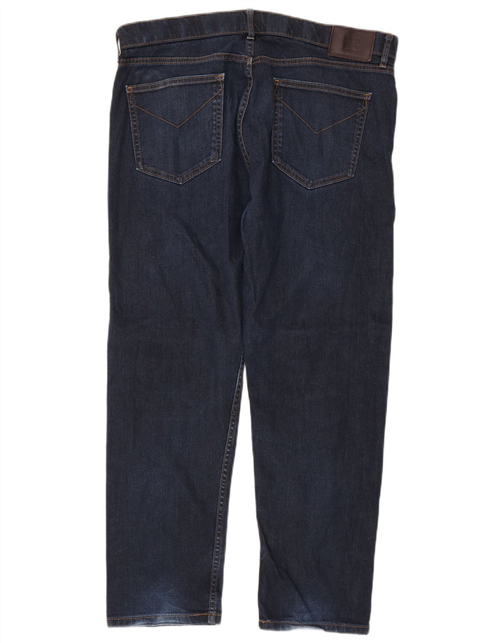 Jeans cônicos masculinos Marks & Spencer W36 L29 algodão azul marinho