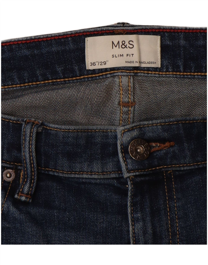 Marks & Spencer Mens Slim Jeans W36 L29 Azul Algodão