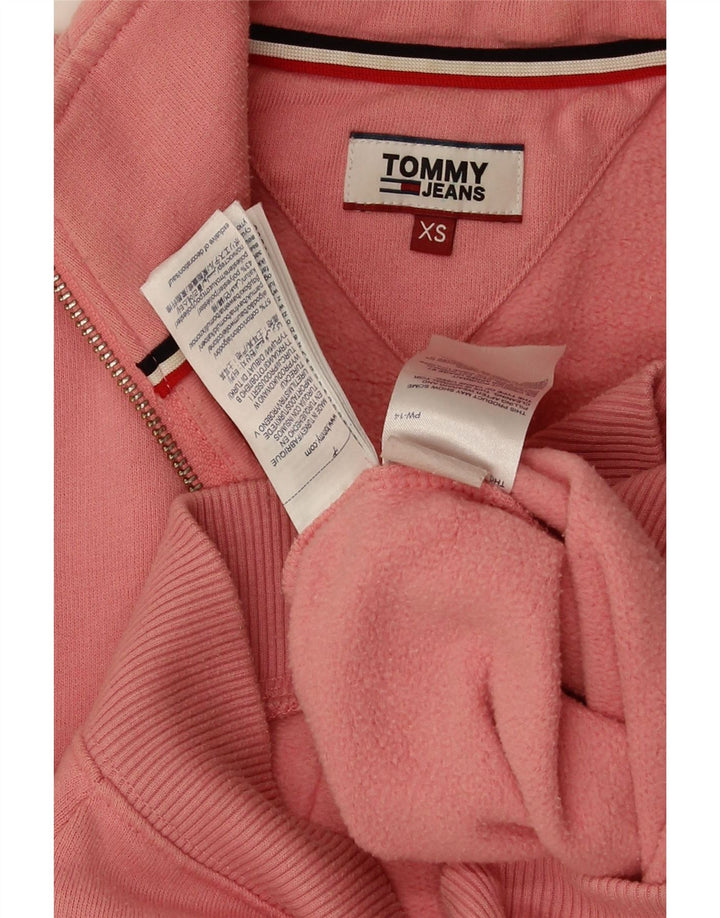 TOMMY HILFIGER Womens Oversized Crop Sweatshirt Jumper UK 6 XS Pink Vintage Tommy Hilfiger and Second-Hand Tommy Hilfiger from Messina Hembry 