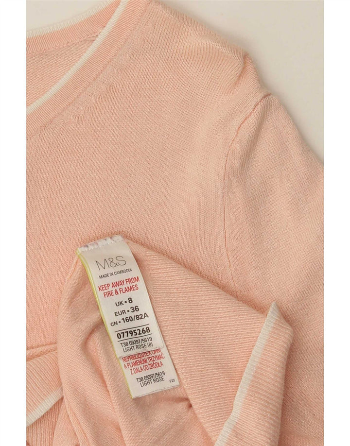 Suéter cardigã feminino Marks & Spencer UK 8 pequeno viscose rosa