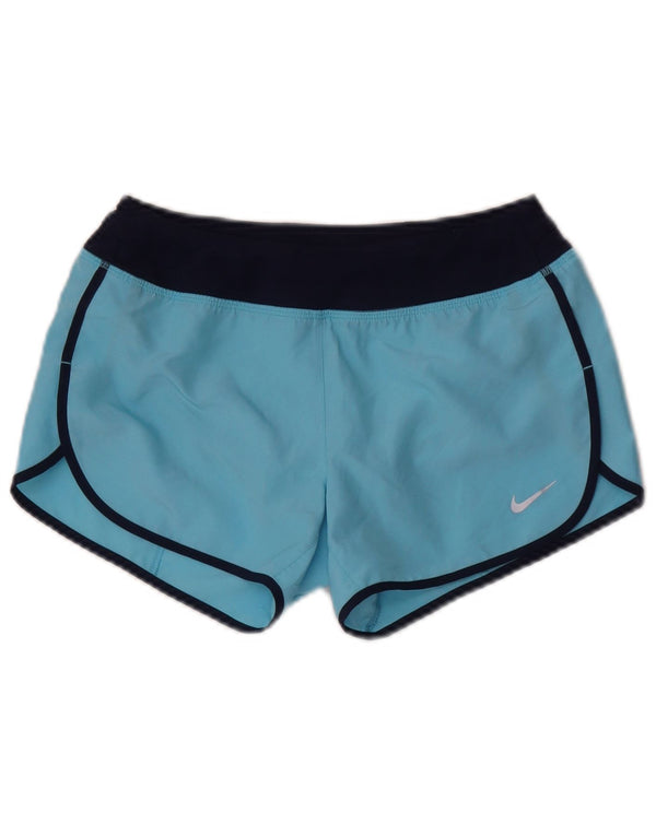 Nike Girls Dri Fit Sport Shorts 10-11 Years Medium Blue Colourblock