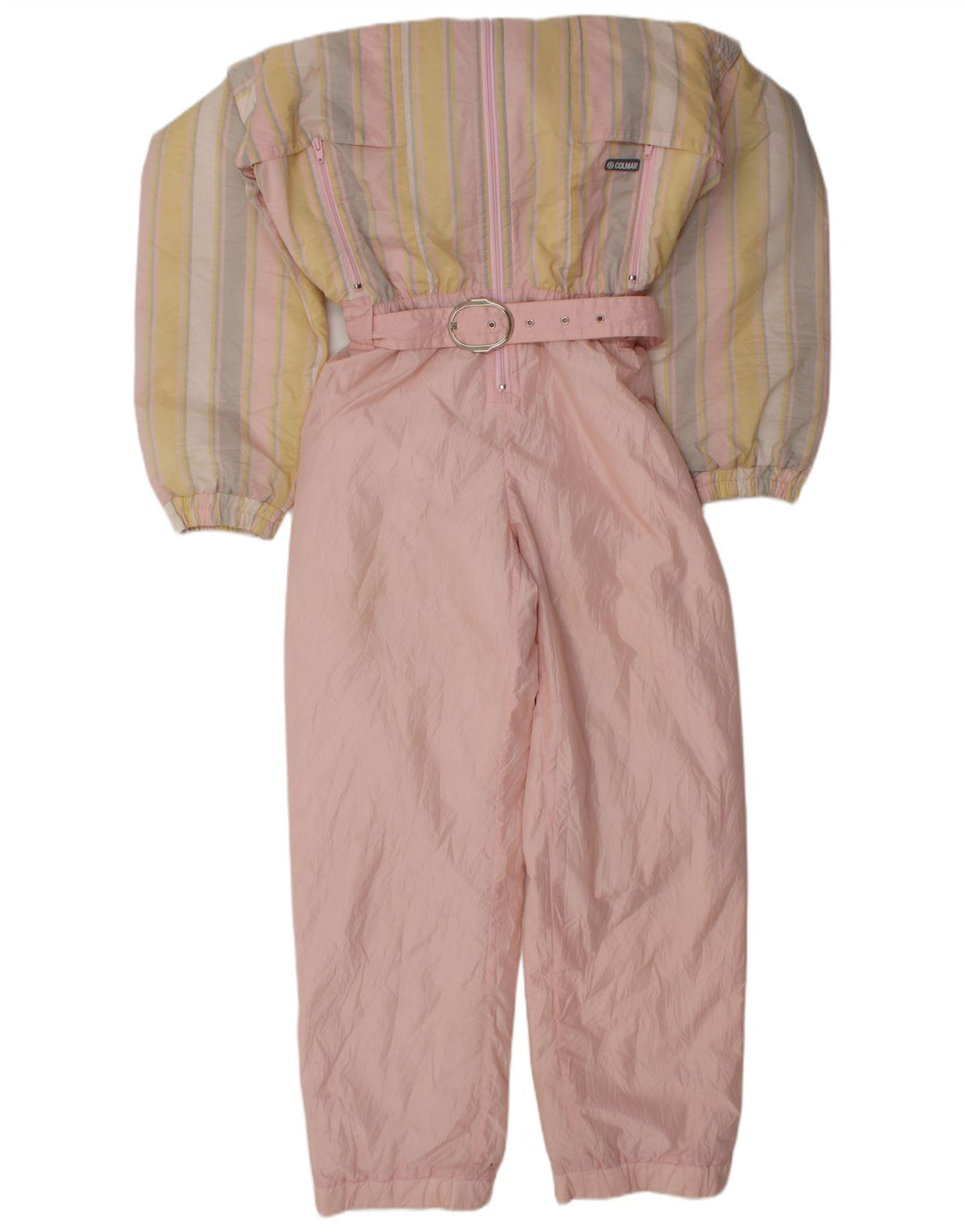 Macacão de esqui feminino com capuz Colmar IT 42 poliamida listrada rosa pequena